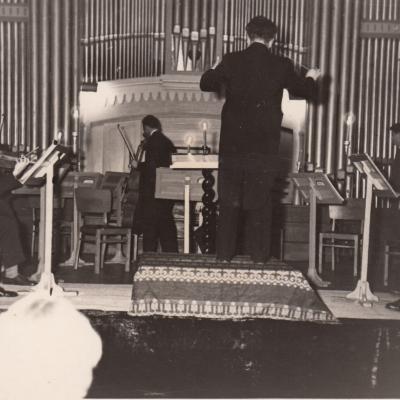 1960 Konservatorijoje studentų orkestras. Koncertmeisteris K. Kanišauskas