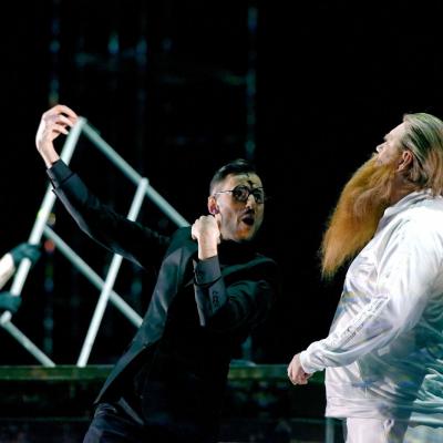 Martyno Aleksos nuotraukos iš „Post futurum“ repeticijų. Šėtonas -M. Jankauskas