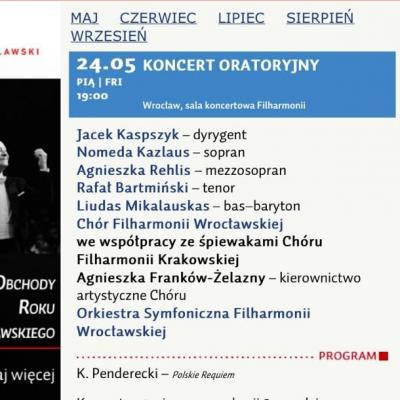 2013 m. K. Pendereckio Requiem programėlė