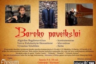 Aristokratiškasis senosios muzikos koncertas „Baroko paveikslai“ su kontratenoru, fleita ir klavesinu